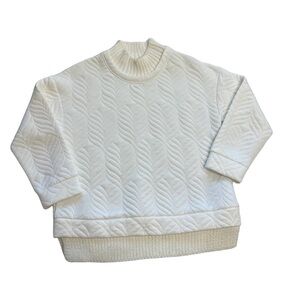 Bogner Quilted Sweatshirt with Sweater Knit Trim Mock Neck